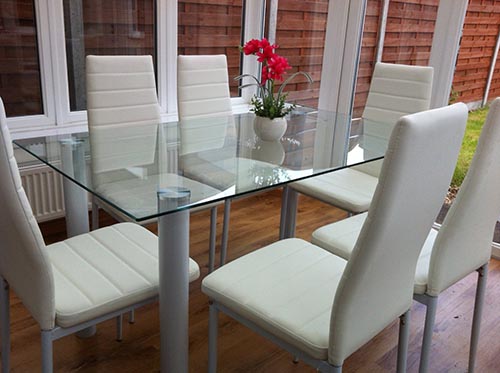 Glass White Dining Table Set